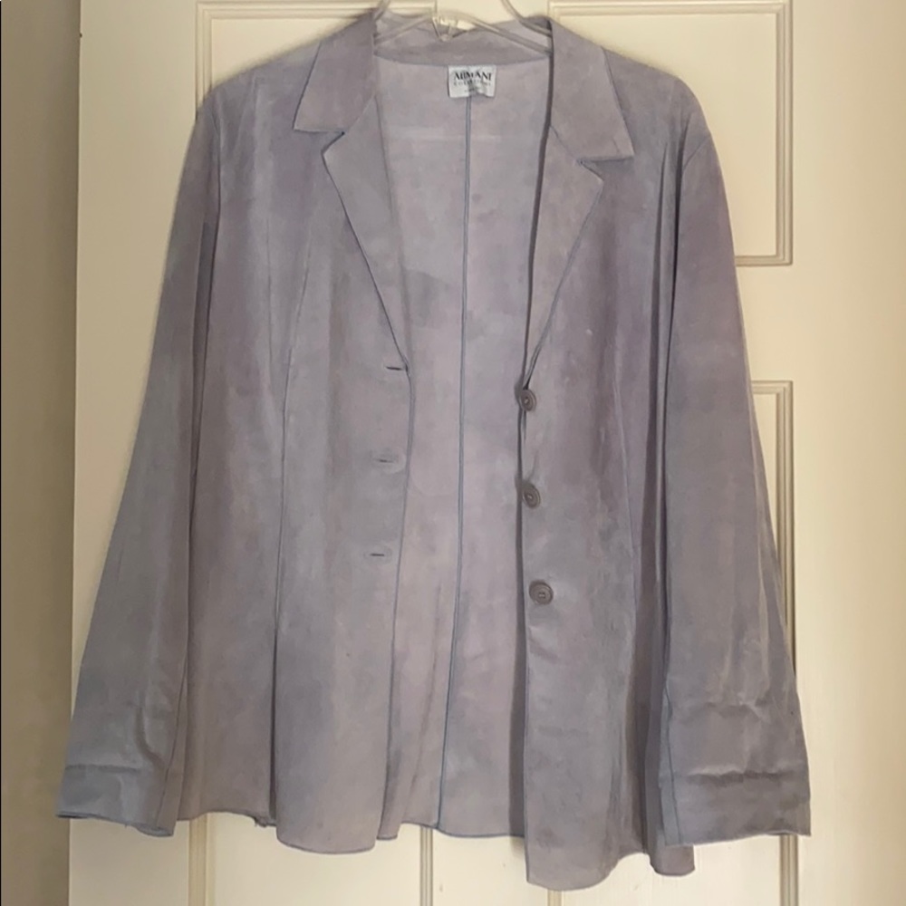 Vintage Armani Collezioni Grey blue suede jacket